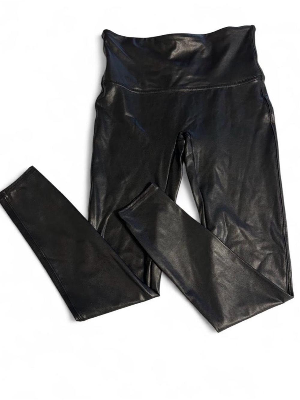 SPANX Faux Leather High-Rise Leggings - Black (Large)